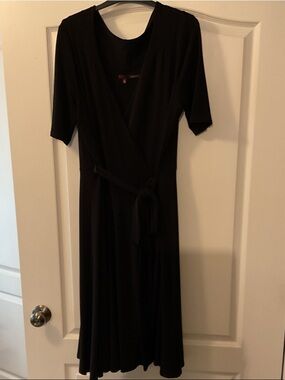 Classic Black Wrap Dress - Women